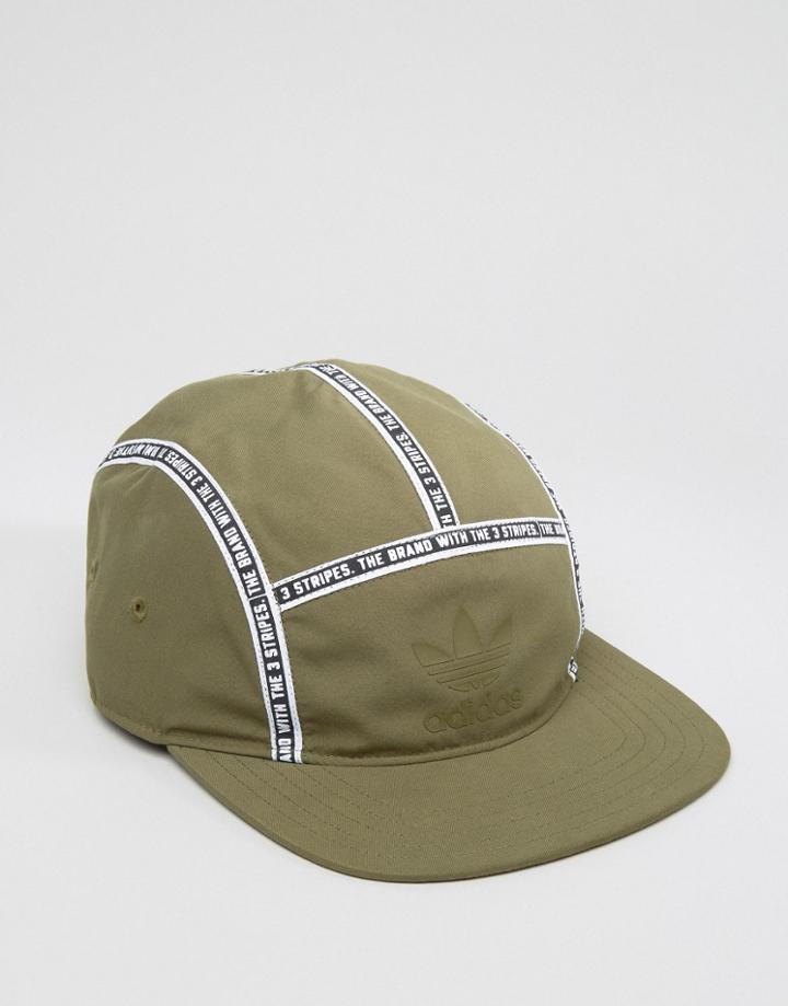 Adidas Originals 5 Panel Cap With Taping In Green Ay9006 - Green