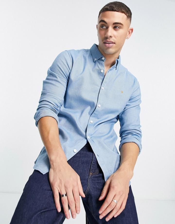 Farah Long Sleeve Shirt In Blue-blues