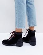 New Look Contrast Lace Up Hiker Boot - Black