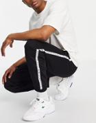Lacoste Taped Zip Through Sweatpants In Black