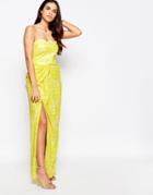 Vlabel Hook Bandeau Maxi Dress With Split Front - Yellow