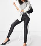 Topshop Tall Coated Joni Skinny Jeans In Black