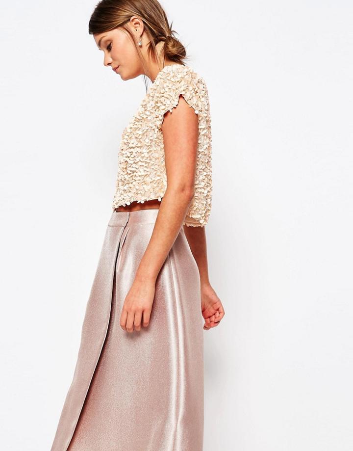 Coast Capped Sleeve Sequin Top - Blush