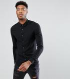 Asos Design Tall Skinny Viscose Shirt In Black - Black