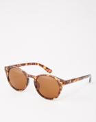 Asos Round Sunglasses In Tort And Brown Lens - Tort