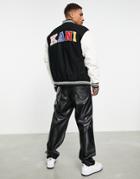 Karl Kani Og Varsity Jacket In Black And White Faux Leather