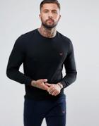 Emporio Armani Crew Sweater With Contrast Logo In Black - Black