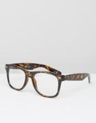 Jeepers Peepers Tort Wayfarer With Clear Lens - Brown