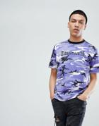 Wasted Paris London T-shirt In Purple Camo - Purple