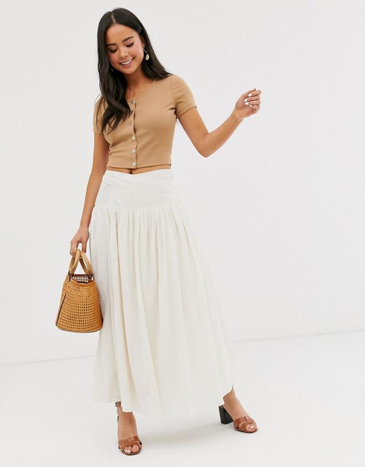 Glamorous Button Through Crop Top In Rib
