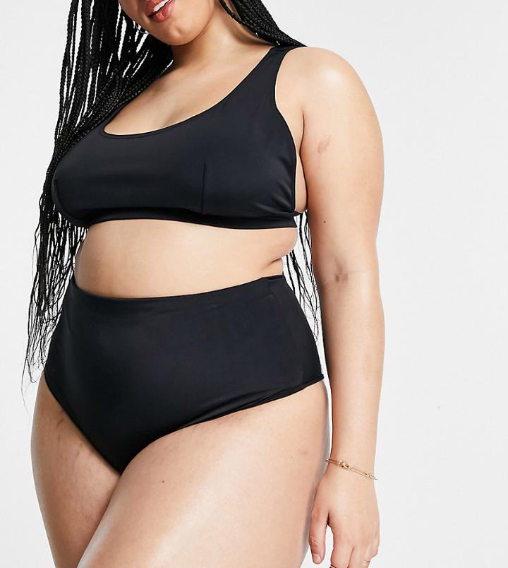Asos Design Curve Mix And Match High Waist Bikini Bottom In Black