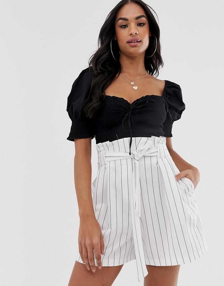 Asos Design Mom Shorts In Pinstripe - Multi