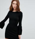 Bershka Flared Sleeve Ribbed Swing Dress