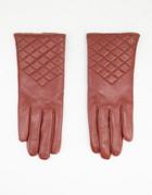Paul Costelloe Leather Quilted Detail Gloves In Brown