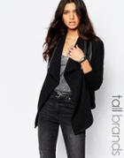 Noisy May Tall Leather Look Jacket With Zip Detail - Black