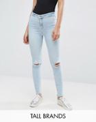 New Look Tall Busted Knee Skinny Jeans - Blue