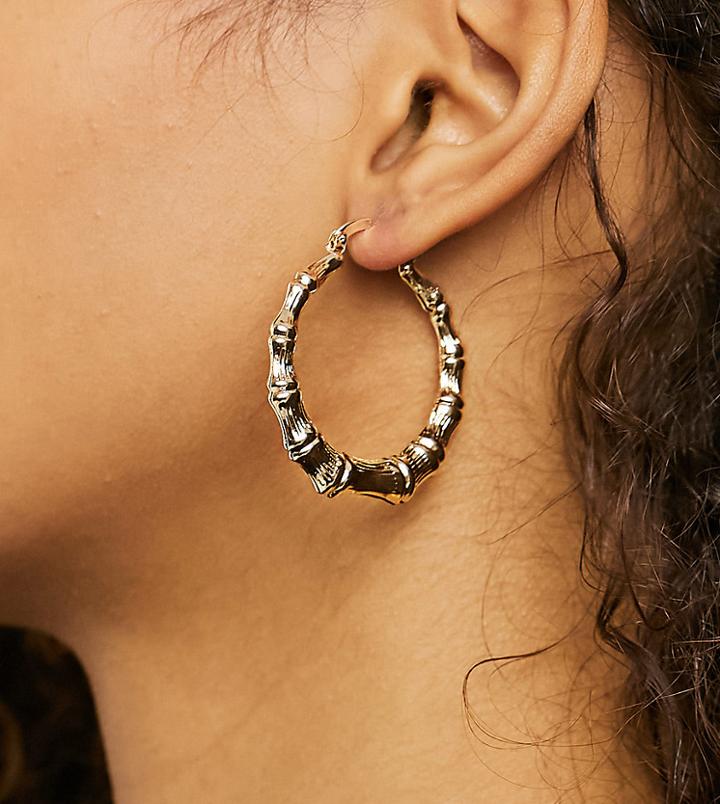 Image Gang Mini Bamboo Hoop Earrings In Gold Plate