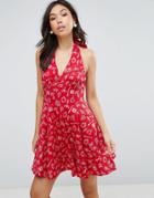 Hell Bunny 50's Halterneck Printed Dress - Red