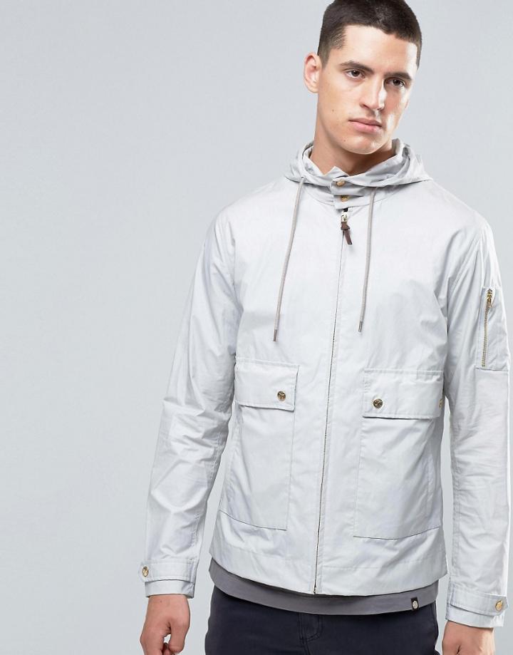 Pretty Green Jacket With Hood Showerproof In Slim Fit Gray - Gray
