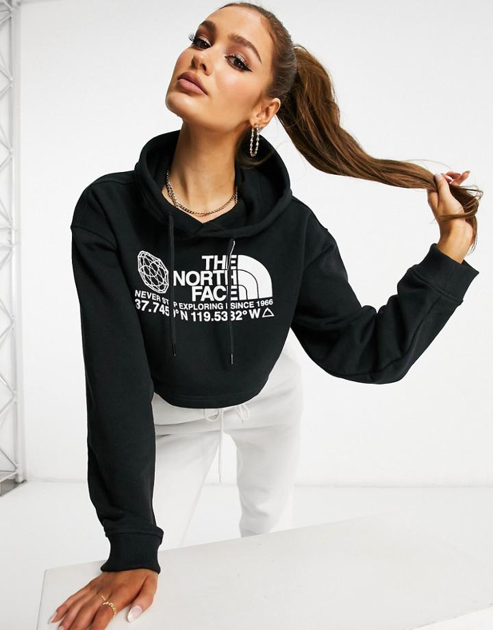 The North Face Coordinates Cropped Hoodie In Black