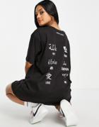 Night Addict Back Print T-shirt Dress-black