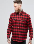 Asos Oversized Buffalo Check Shirt In Burgundy With Two Pockets - Burgundy