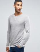 Asos Grandad Neck Sweater In Merino Wool Mix - Gray