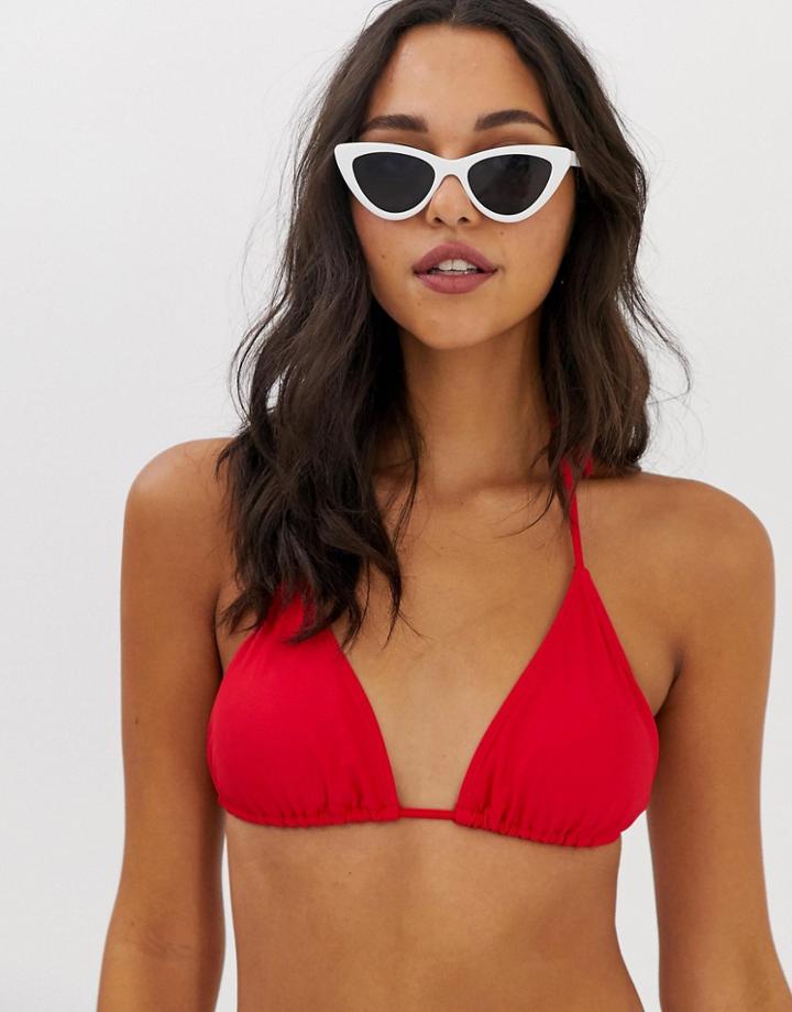 Vero Moda Triangle Bikini Top In Red - Red