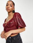 Love Triangle Milk Maid Crop Top In Red Sparkle - Part Of A Set