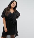 New Look Curve Dobby Spot Skater Dress - Black