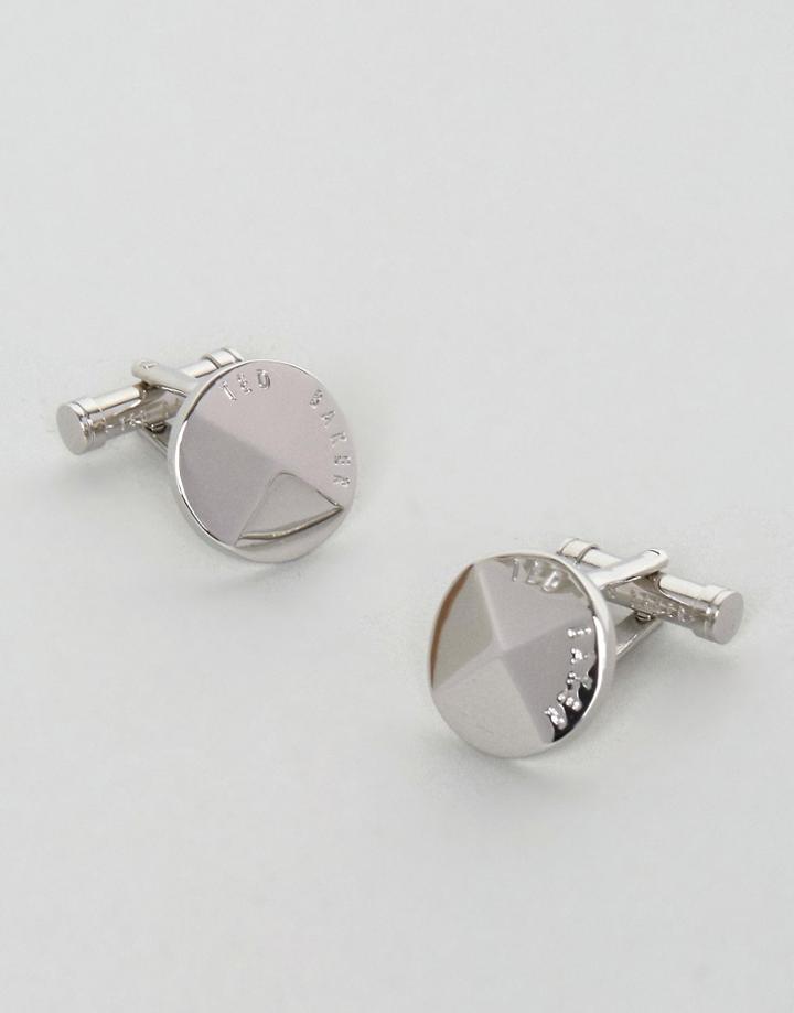 Ted Baker Round Logo Cufflinks In Silver - Silver