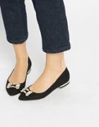 Oasis Embellished Pointed Flat Shoes - Black