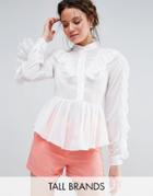 True Decadence Tall Ruffle Detail Blouse - White