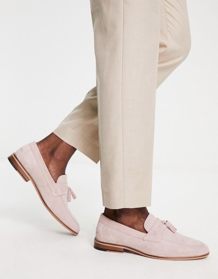 River Island Suede Tassle Loafer In Pink