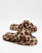New Look Slippers In Animal Print-white