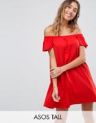 Asos Tall Off Shoulder Mini Dress - Red