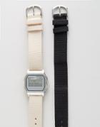 Asos Pack Of 2 Interchangeable Neutral Straps Digital Watch Set - Blac