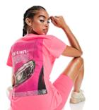 Asyou Cinch Waist T-shirt With Dreamin Graphic In Hot Pink - Part Of A Set