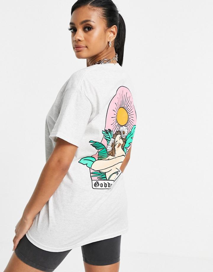 Hnr Ldn Oversized T-shirt With Graphic Palm Back Print-grey