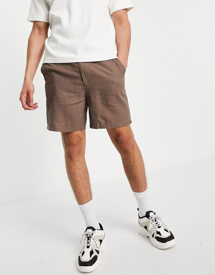 Pull & Bear Chino Shorts In Brown