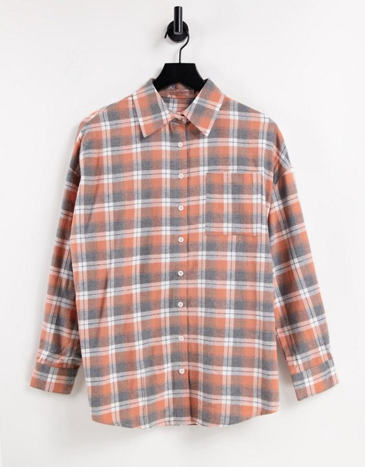 Skylar Rose Oversized Shirt In Brushed Check-multi