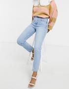 Topshop Mom Jeans In Bleach Wash-blues