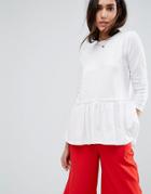 Asos Smock T-shirt With Frill - Cream