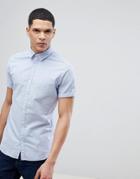 Jack & Jones Premium Short Sleeve Shirt In Linen Mix - Blue