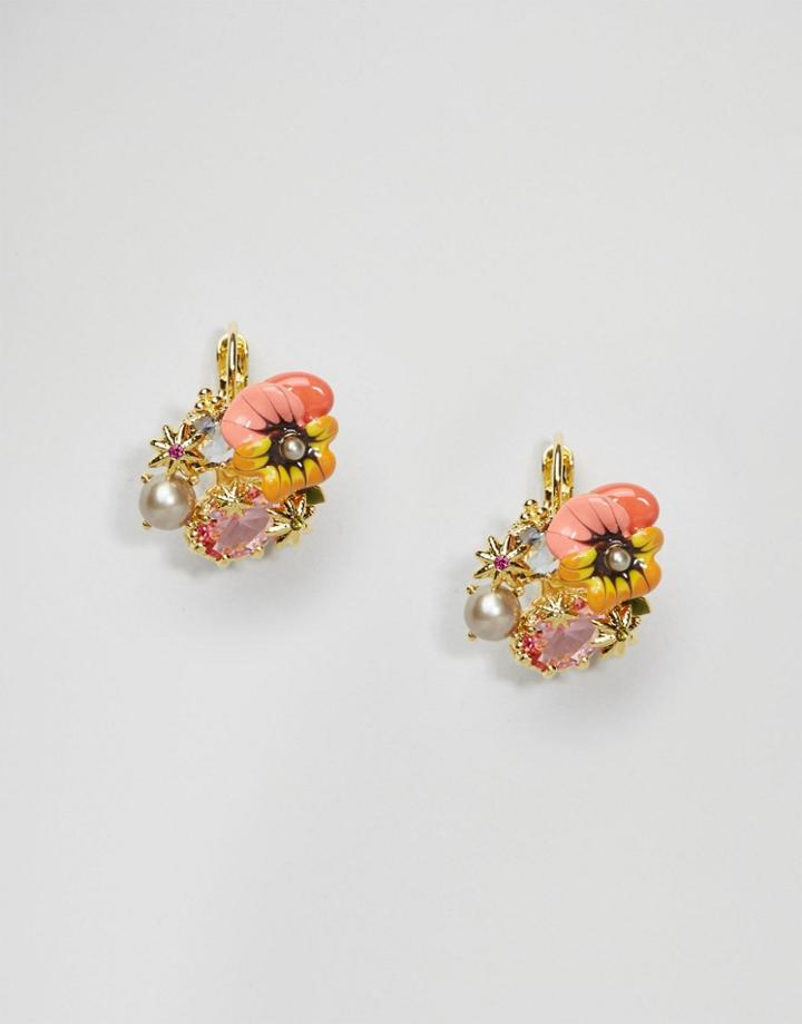 Les N R Ides Pansy Floral Stud Earrings - Multi