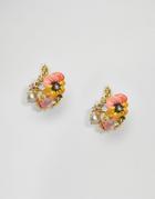 Les N R Ides Pansy Floral Stud Earrings - Multi