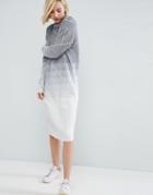 Asos White Knitted Geo Gradient Midi Dress - Multi