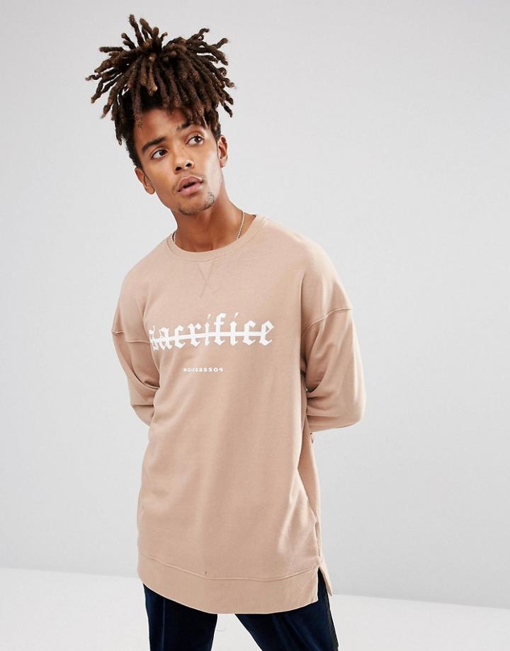 New Look Sweatshirt With Sacrifice Print In Nude - Tan