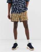 Asos White Two-piece Boxy Shorts In Abstract Print Heavy Crinkle Cotton - Brown