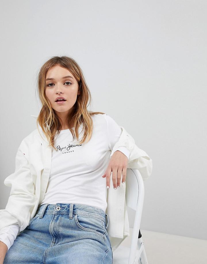 Pepe Jeans Heritage Logo Top - White